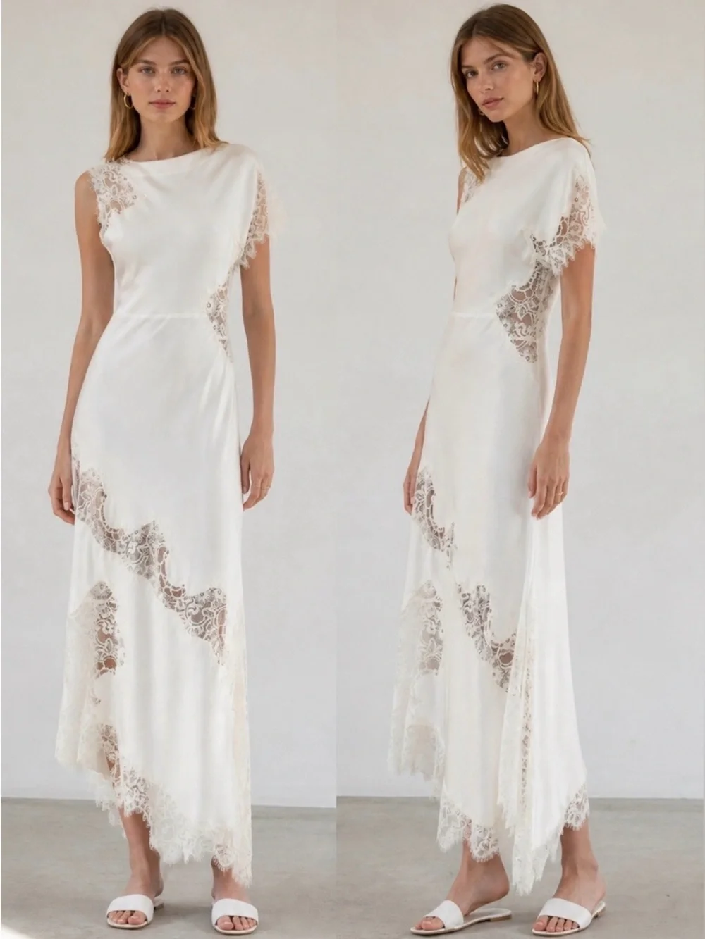A.L.C. Alessia Textured Satin And Lace Maxi Dress - Picture 6 of 6